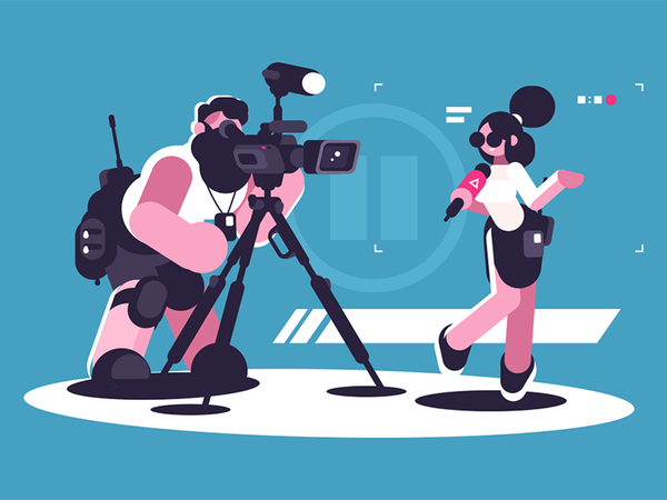Journalist and cameraman character man camera microphone girl report c.png