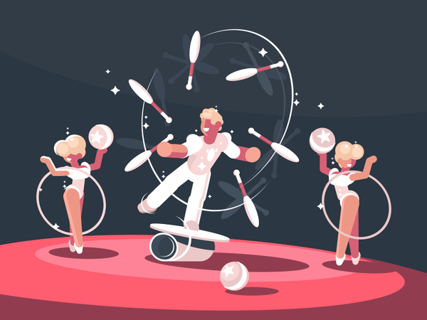 Juggler character artist performance show arena juggler circus illustr.png