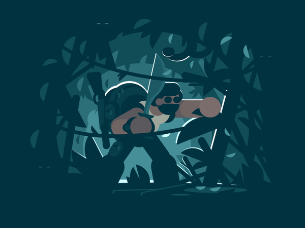 Jungle travel cinema night character man jungle illustration vector fl.png