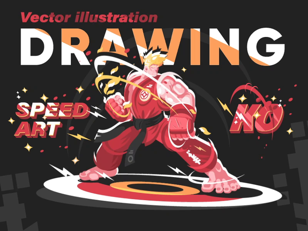 Karate man in kimono - Speed Art Drawing vector illustration timelapse.png