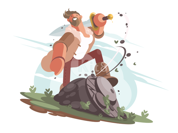 King Arthur sword warrior king character illustration vector flat kit8.png