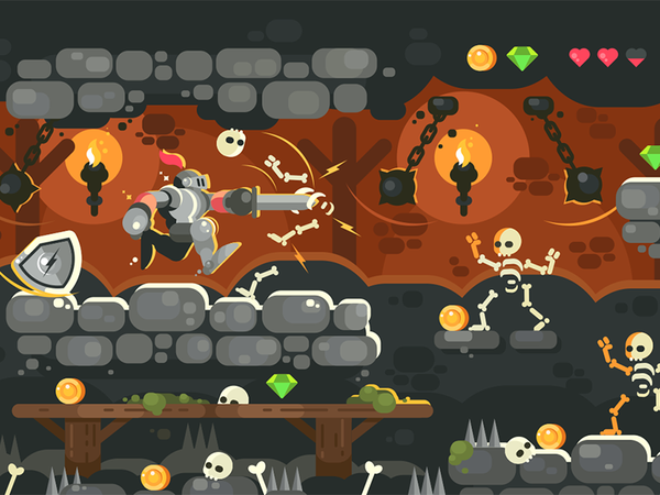Knight in dungeon character skeleton interface game dungeon sword armo.png