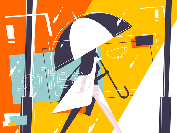Lady with umbrella passing by cafe character umbrella cafe walking gir.png