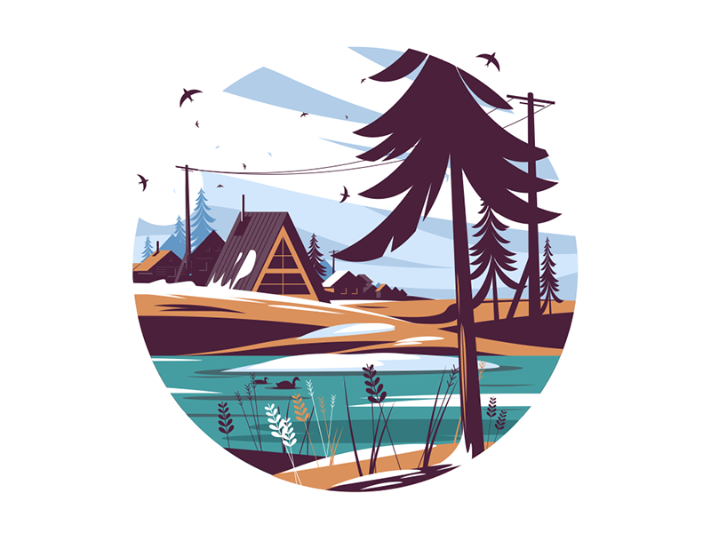 Landscape with naked trees and snow kit8 flat vector illustration snow.png