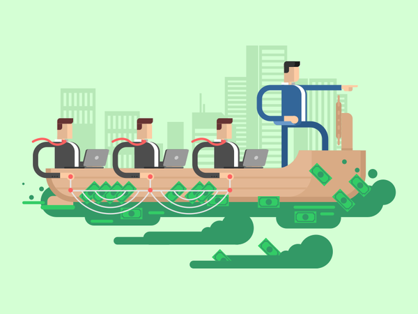 Leadership money boat company character business ship leader illustrat.png