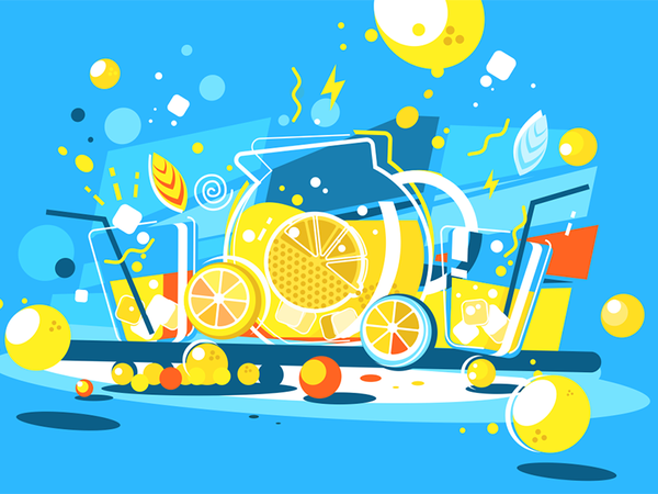 Lemonade lemon drink soft jug glass lemonade cool kit8 flat vector ill.png