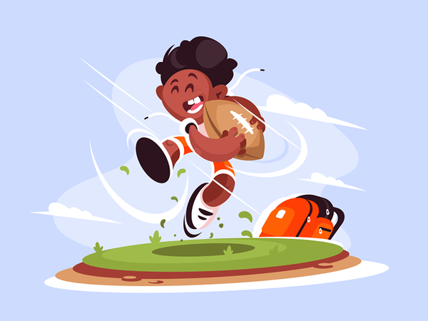 Little boy playing rugby outside character sport ball rugby playing bo.png