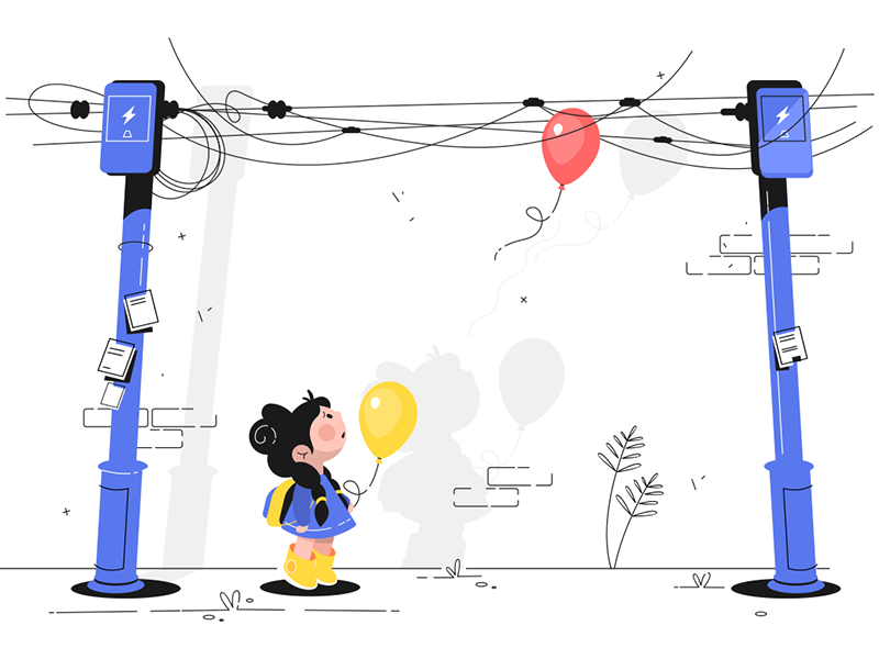 Little girl with balloon kit8 flat vector illustration character child.png