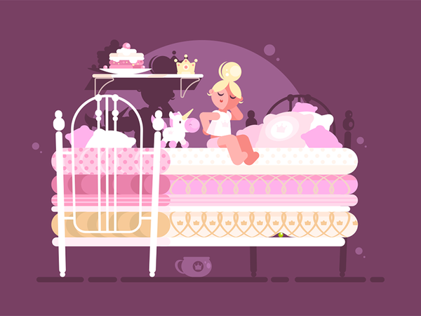 Little princess on pea character bed uncomfortable sleep girl pea prin.png