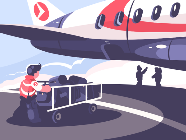 Loading of luggage in plane character loading cart airplane transport.png