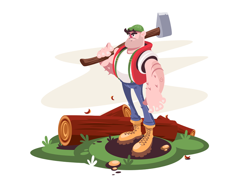 Lumberjack kit8 flat vector illustration character man log axe male lu.png