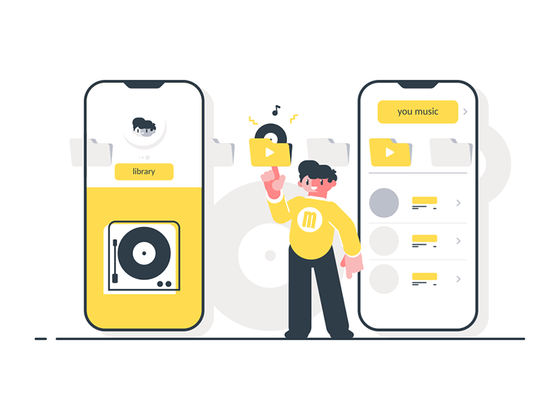 Man choose to listen favorite tracks kit8 flat vector illustration cha.png