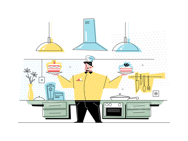 Man confectioner at workplace kit8 flat vector illustration character.png