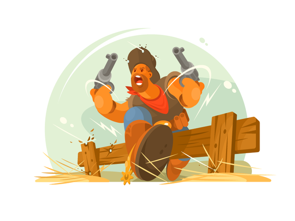 Man cowboy wild western west gun man revolver cowboy illustration vect.png