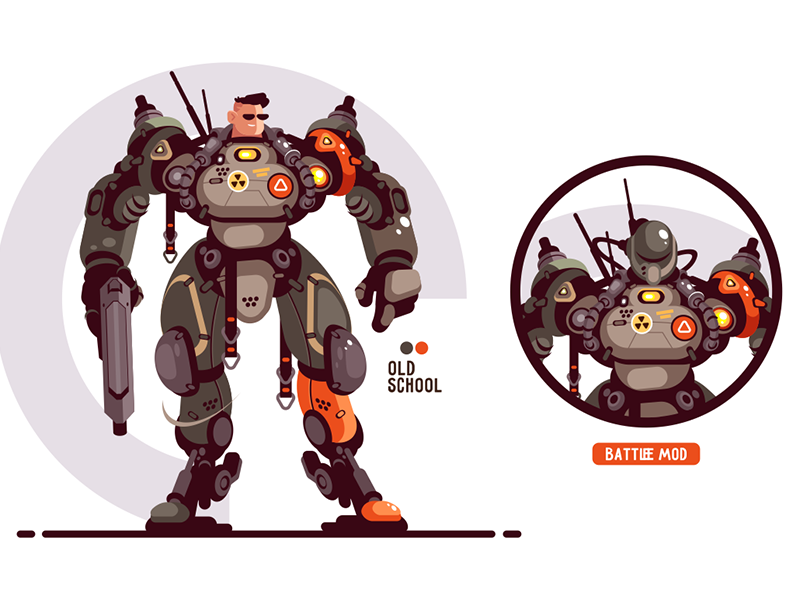 Man in military exoskeleton kit8 flat vector illustration character gu.png