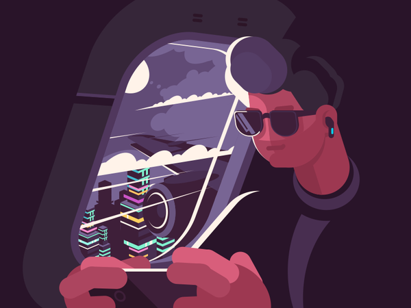Man in plane near porthole character passenger porthole transportation.png