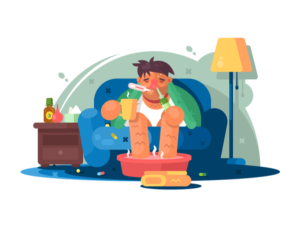 Man sick virus temperature infection man sick cold illustration vector.png