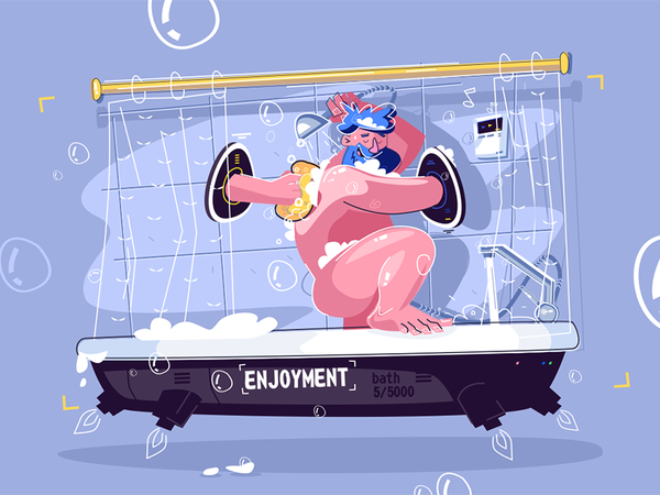 Man washing in fantastic shower kit8 flat vector illustration characte.png