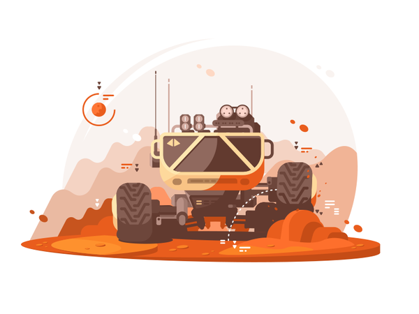 Mars Rover science planet transport rover mars illustration vector fla.png