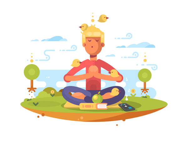 Meditation calm character meditating man illustration vector flat kit8.png