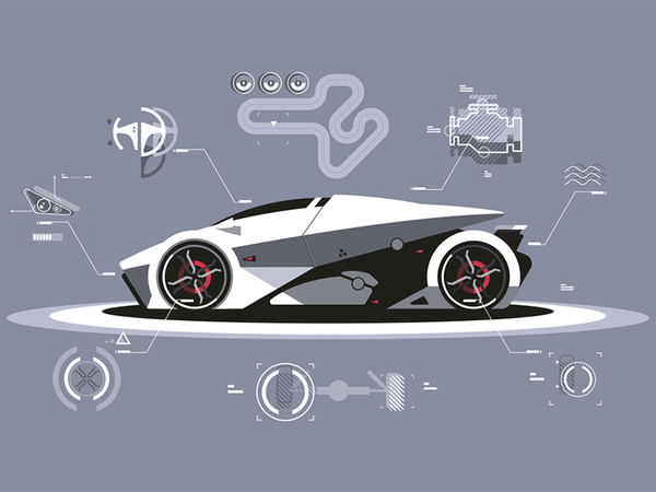 Modern car technology kit8 flat vector illustration automobile sport t.png