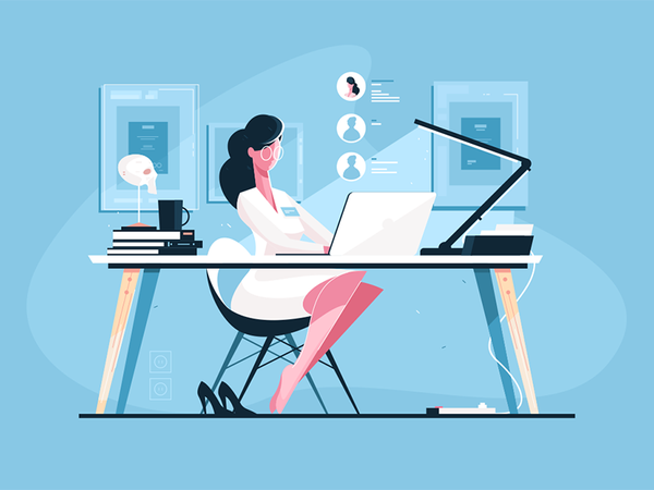 Modern doctor at workplace kit8 flat vector illustration character uni.png