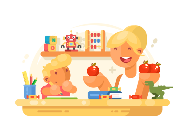 Mom helps son studying education homework mom son boy mother parent il.png