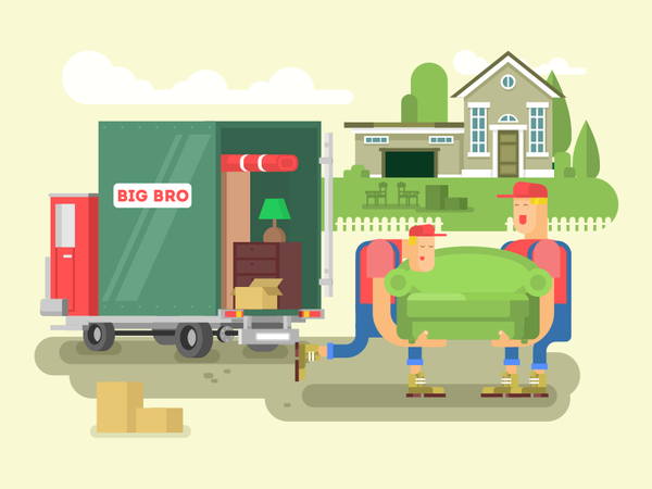 Moving porter house furniture car truck moving character illustration.png