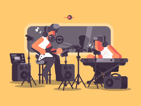 Music studio recording guitar record radio music studio illustration v.png