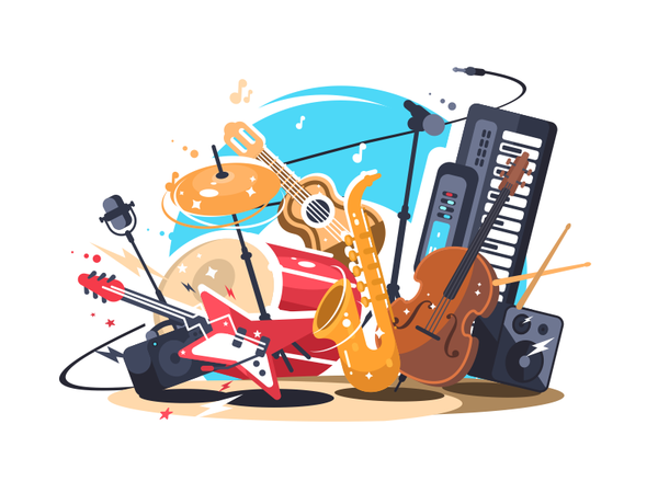 Musical Instruments synthesizer saxophone acoustic electric microphone.png