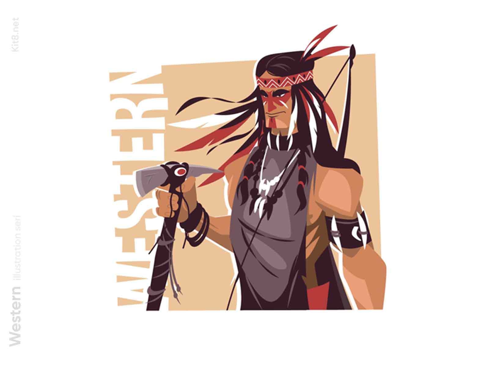 Native American with axe illustration native american man character fl.jpg