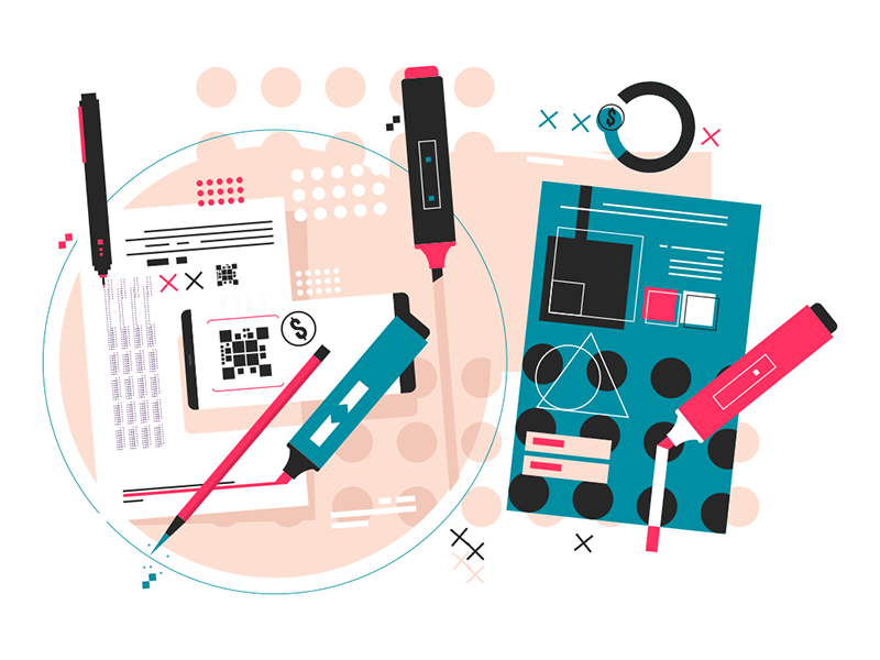 Notes and records kit8 flat vector illustration notes paper editing.png