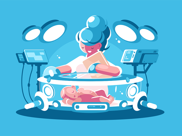 Nurse child incubator with baby character help medicine baby incubator.png