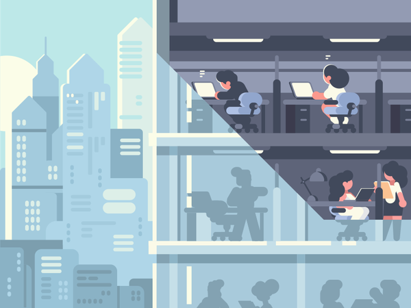 Office character employees skyscraper workplace job office illustratio.png