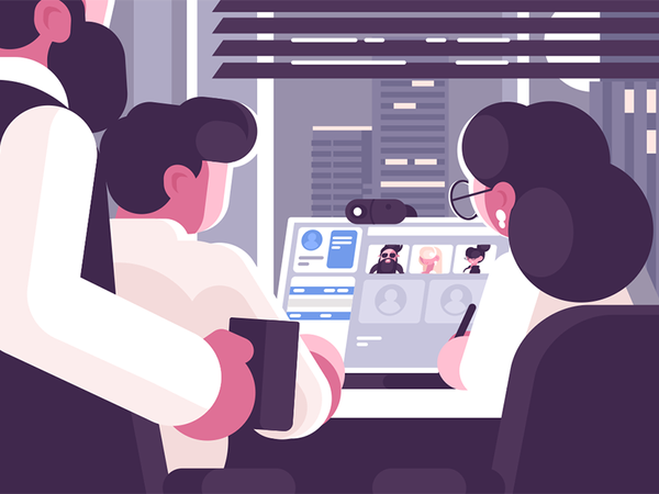 Office workers group video chat character conference web communication.png