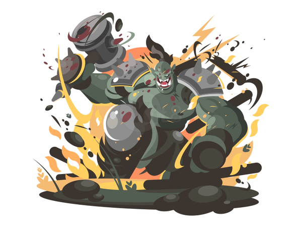 Orc man attack warrior character orc illustration vector flat kit8.png