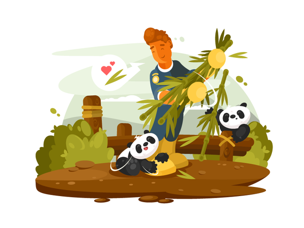 Pandas feeds asia baby panda wildlife cute nature animal zoo illustrat.png