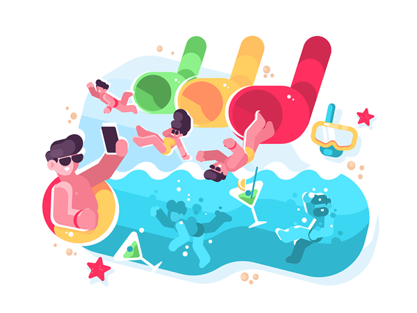 People having fun at aquapark character women men aquapark slides wate.png