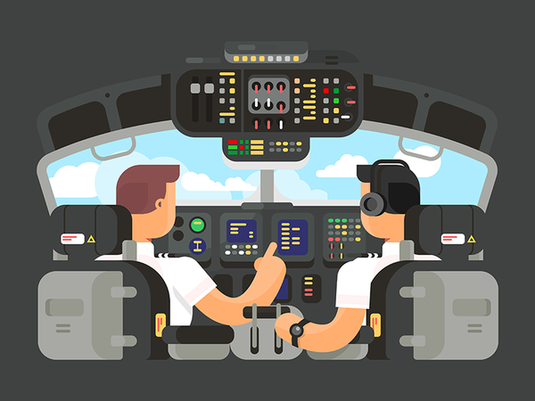 Pilots in cockpit back window air plane cockpit pilot man character il.png