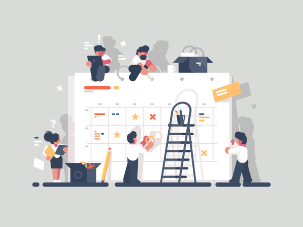 Planning character team schedule office plan business board task illus.png