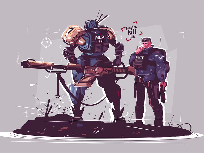 Police of future kit8 flat vector illustration character weapon intell.png