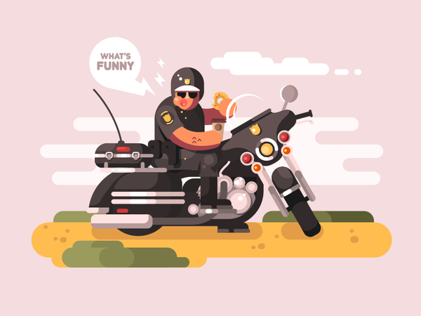 Police officer on motorcycle donut man character bike motorcycle offic.png