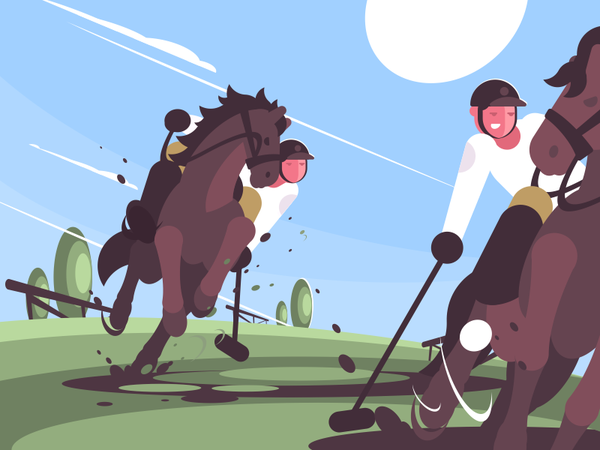 Polo character field rider mallet riding player horse polo illustratio.png