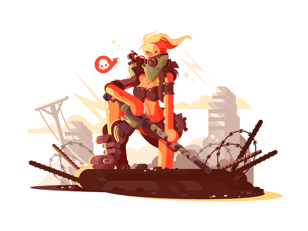 Postapokalipsis girl sexy weapon female warrior soldier apocalypse ill.png