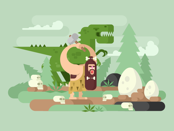 Primitive Man age stone hunter neanderthal dinosaur character man prim.png