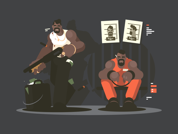 Prisoner man character crime gun jail prisoner illustration vector fla.png