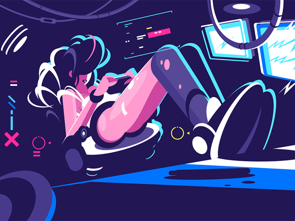 Professional computer gamer character playing girl gamer computer prof.png