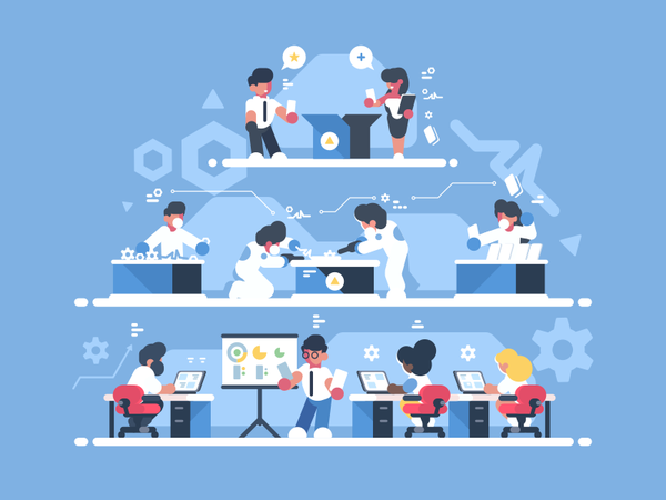Project Levels Team character office phase production team work projec.png