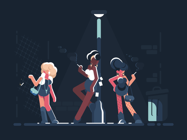 Prostitutes character lamp sexy girl woman night sidewalk prostitute i.png