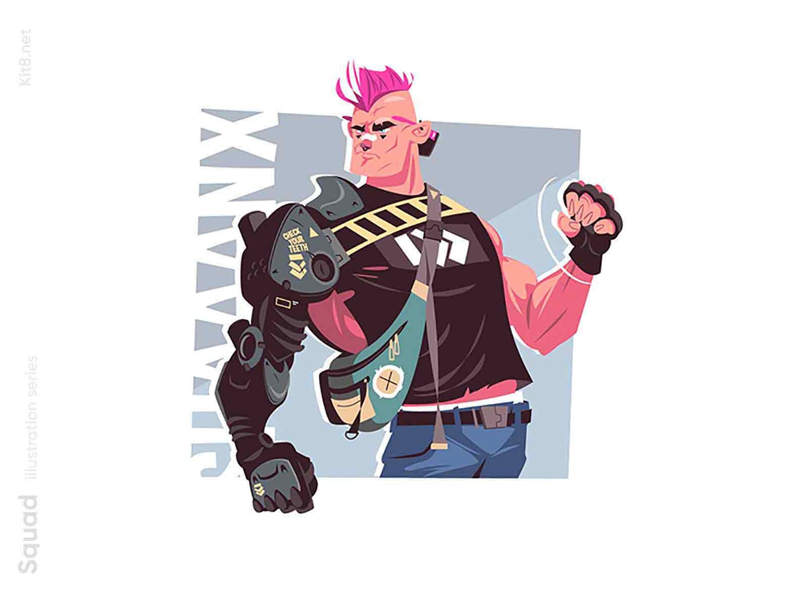 Punk character illustration warrior mercenary hunter guy punk man char.jpg